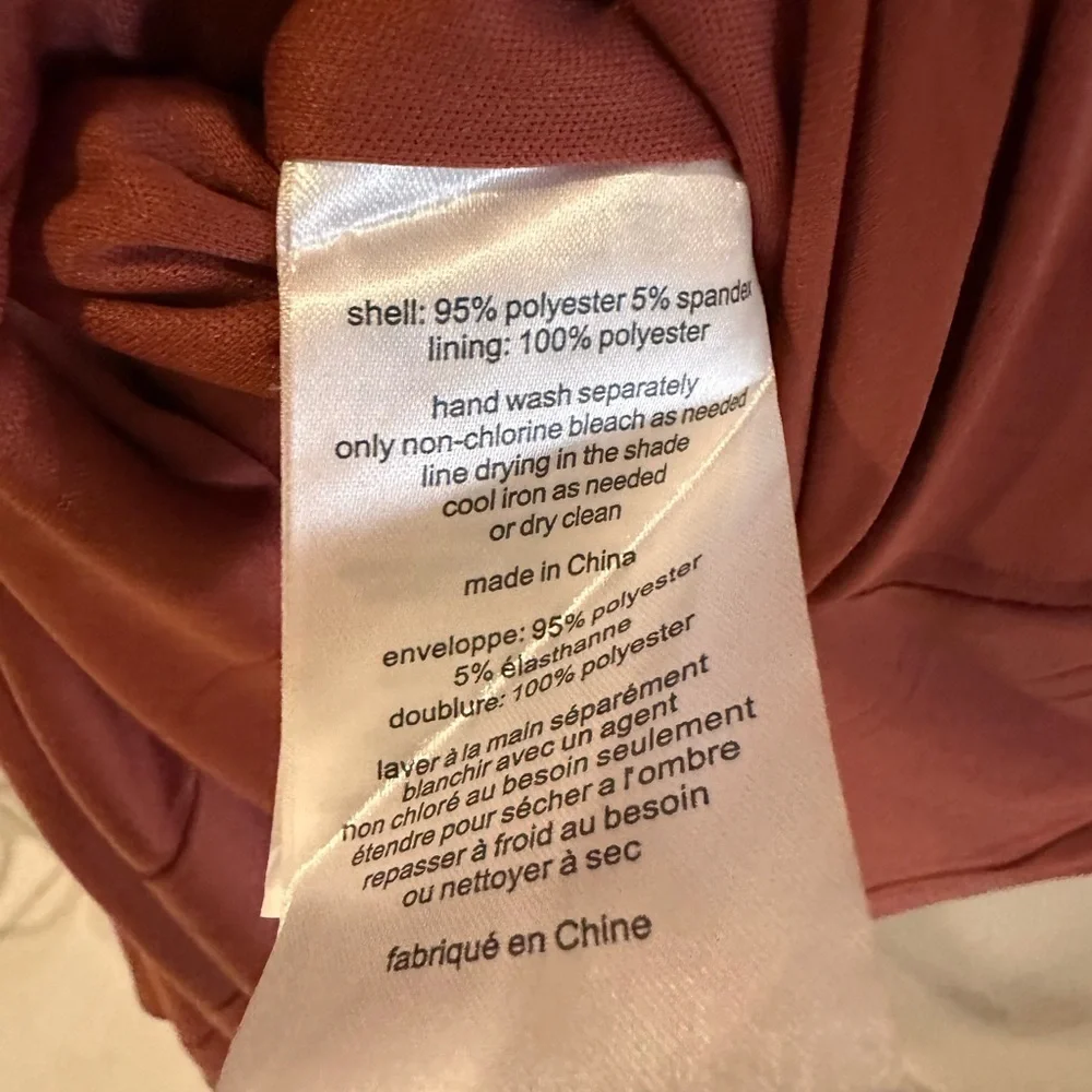 Elegant Burnt Sienna Long Sleeve Ruched Formal Gown- Size 14 - Picture 6 of 6